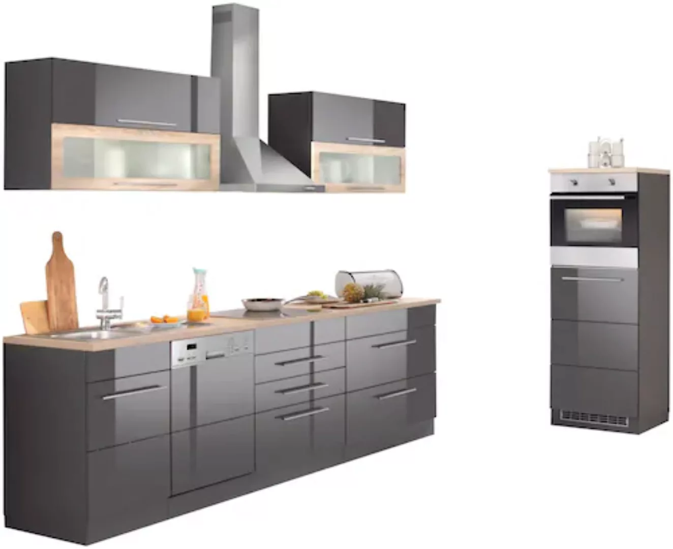 Kochstation Küchenzeile "KS-Wien", Breite 350 cm, wahlweise mit E-Geräten u günstig online kaufen