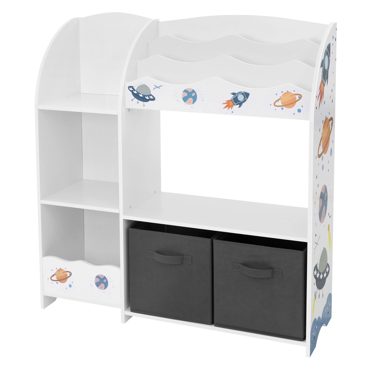 Joyz Kinderregal Weltraum Motiv 93x30x98 cm Weiß Regal mit 8 Ablagefächern günstig online kaufen