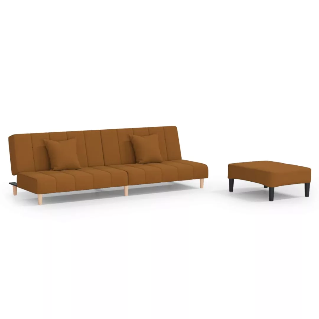 Vidaxl Schlafsofa 2-sitzer Mit Hocker Braun Samt günstig online kaufen