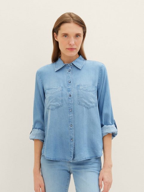 TOM TAILOR Jeansbluse mit Lyocell und Kentkragen günstig online kaufen