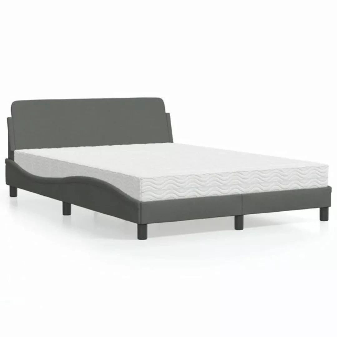 vidaXL Bettgestell Bett mit Matratze Dunkelgrau 140x200 cm Stoff Bett Bettg günstig online kaufen