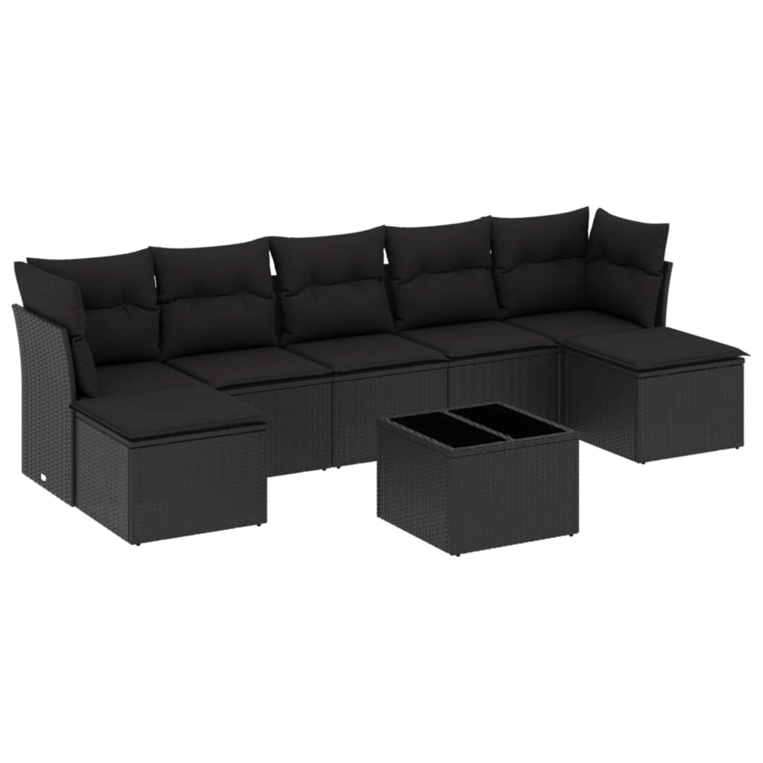 vidaXL 8-tlg Garten-Sofagarnitur mit Kissen Schwarz Poly Rattan Modell 32 günstig online kaufen