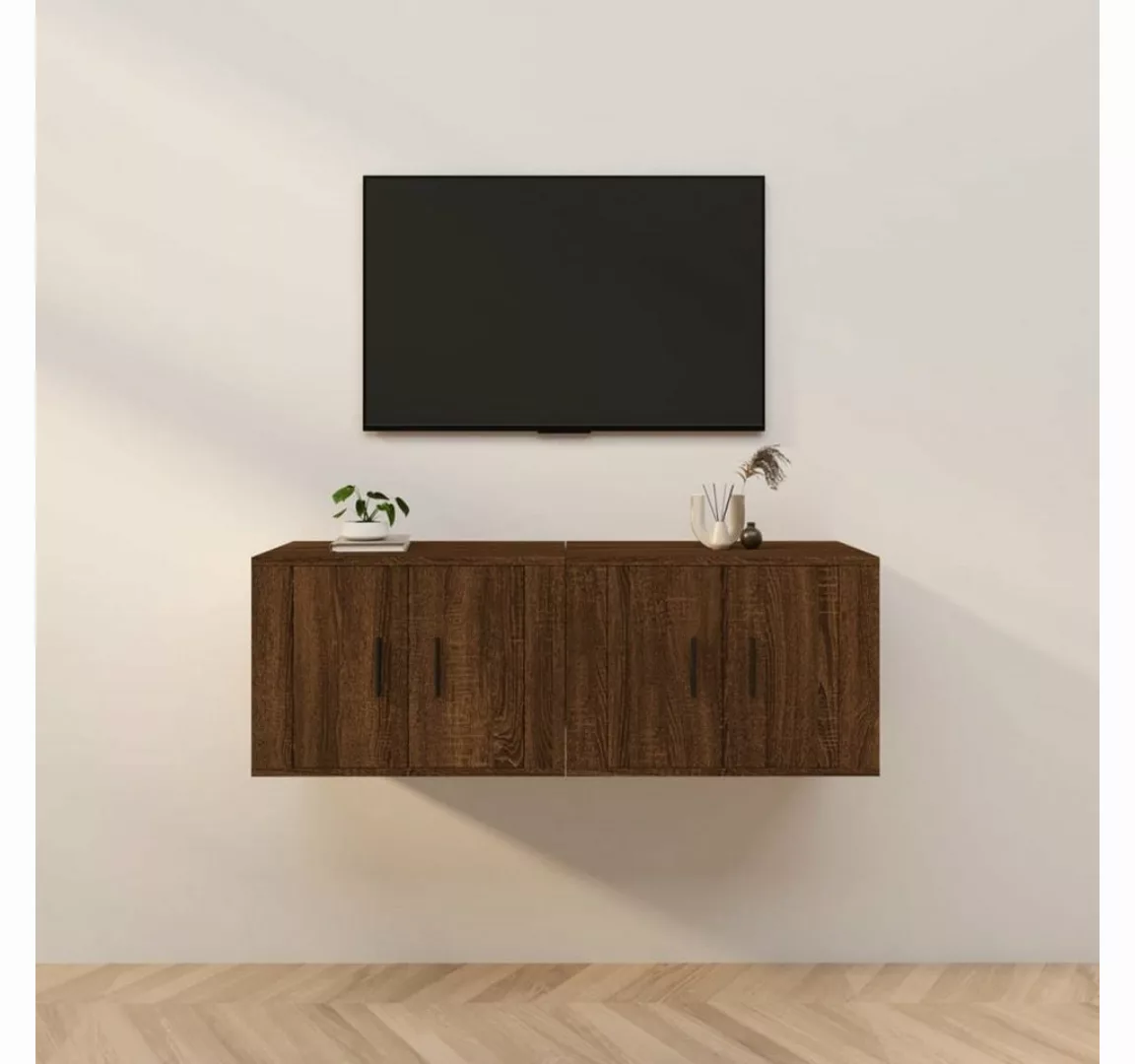 furnicato TV-Schrank TV-Wandschränke 2 Stk. Braun Eichen-Optik 57x34,5x40 c günstig online kaufen