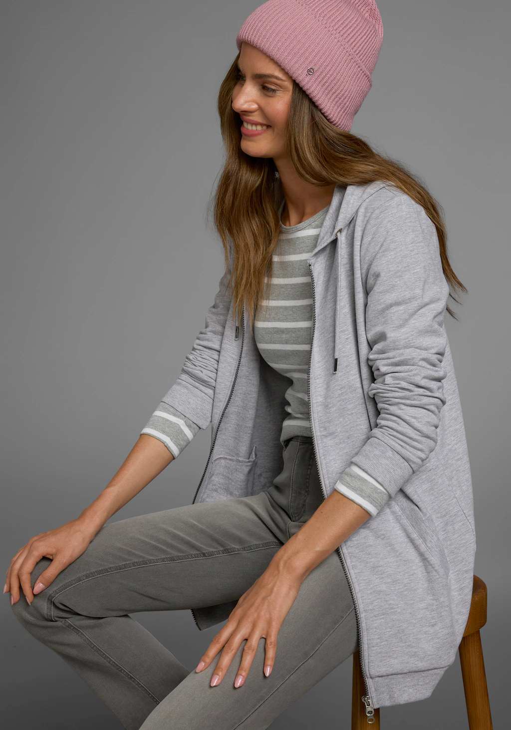 Flashlights Sweatjacke in langer Form mit günstig online kaufen