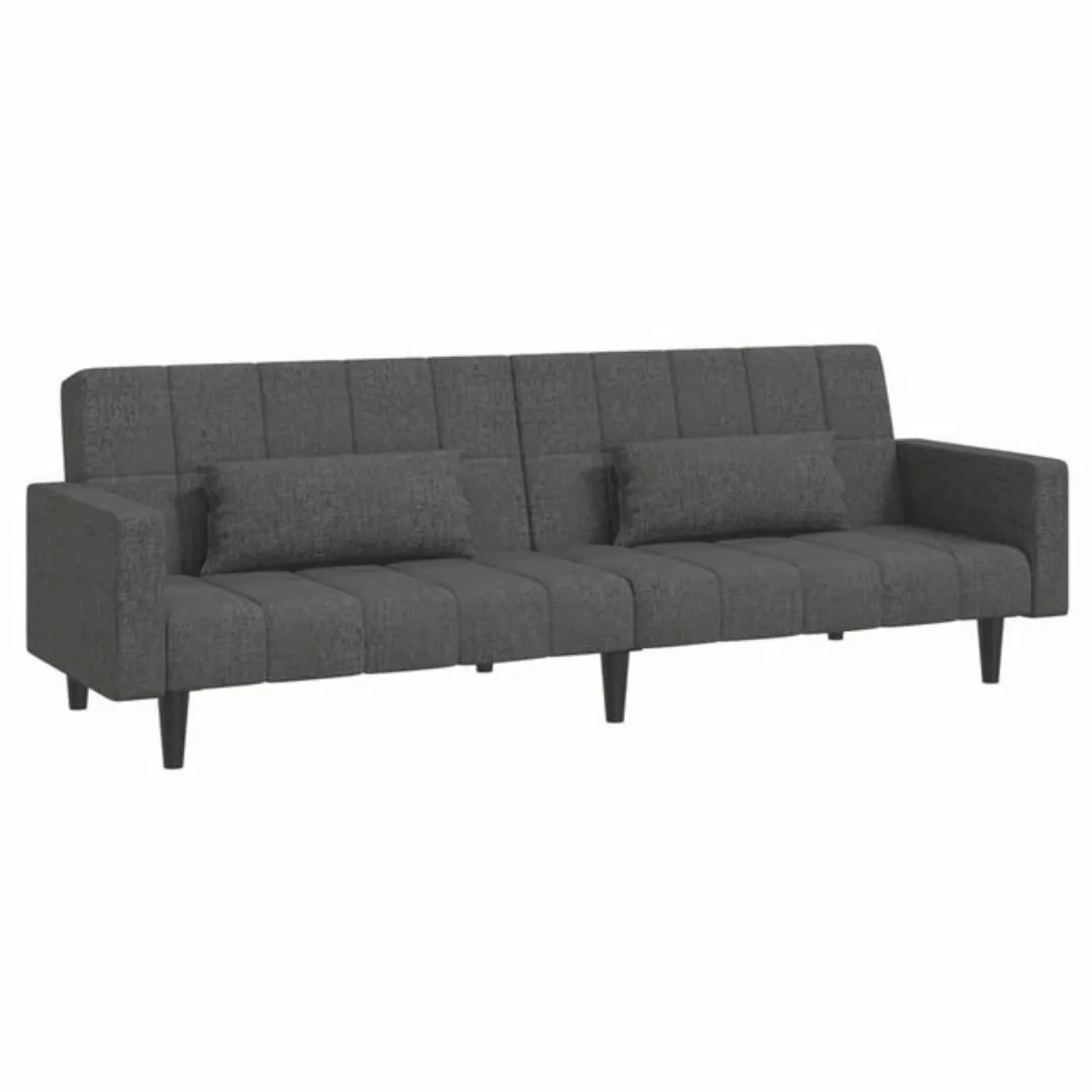 vidaXL Sofa Schlafsofa 2-Sitzer mit 2 Kissen Dunkelgrau Stoff günstig online kaufen