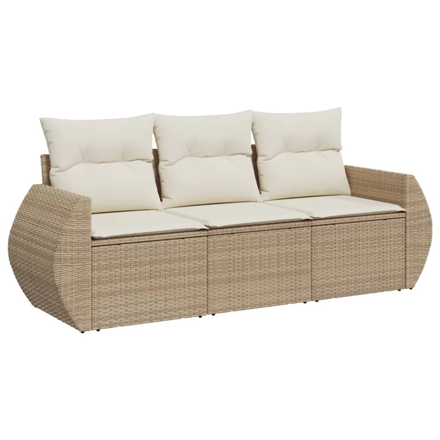 vidaXL 3-tlg Garten-Sofagarnitur mit Kissen Beige Poly Rattan Modell 1 günstig online kaufen