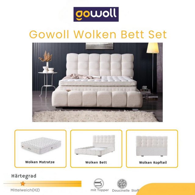 gowoll Boxspringbett 160x200 mit Soft Matratzen und Topper inkl. Kopfteil W günstig online kaufen