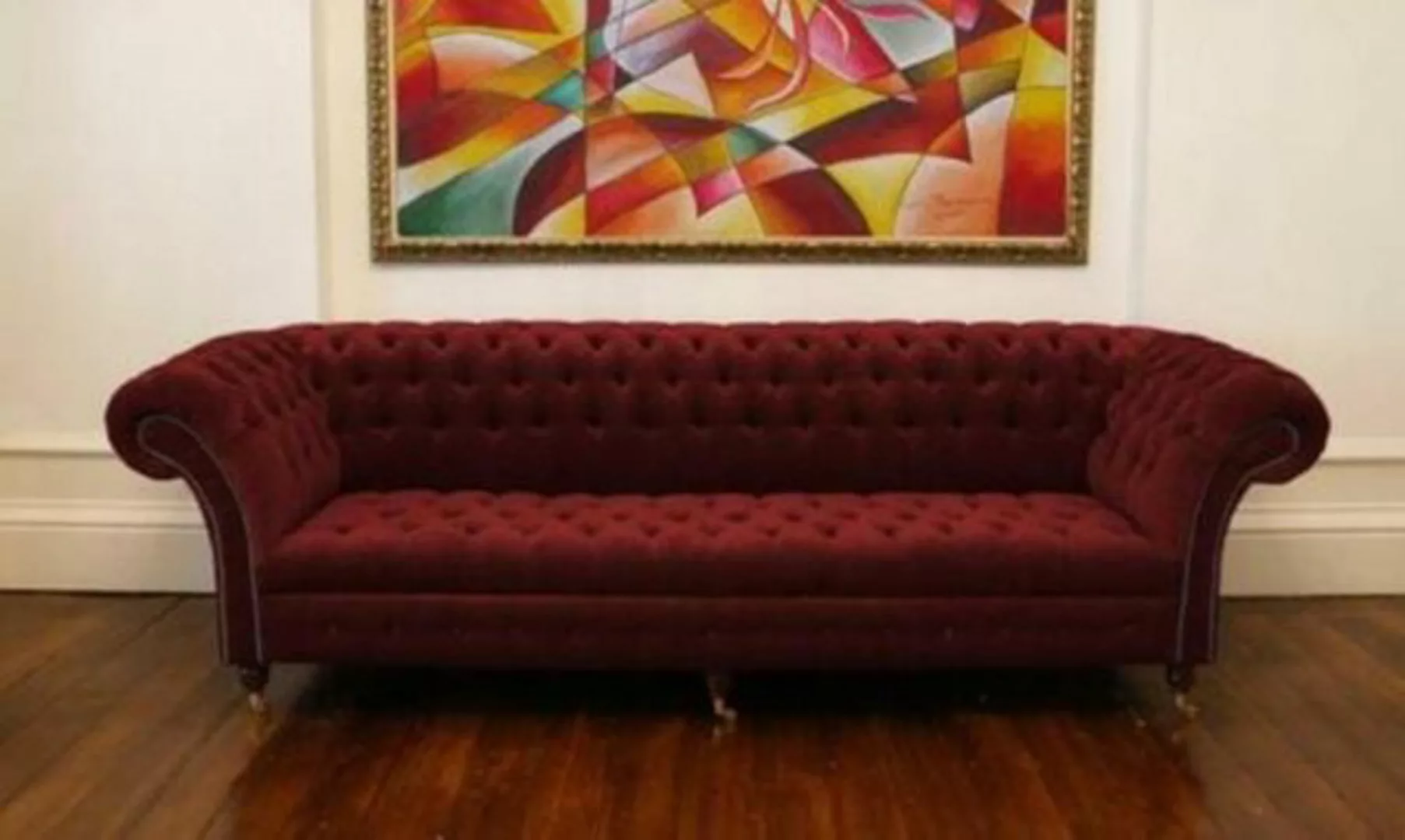 JVmoebel Chesterfield-Sofa, Design Sofa 4 Sitzer Couch Textil Polster Lila günstig online kaufen