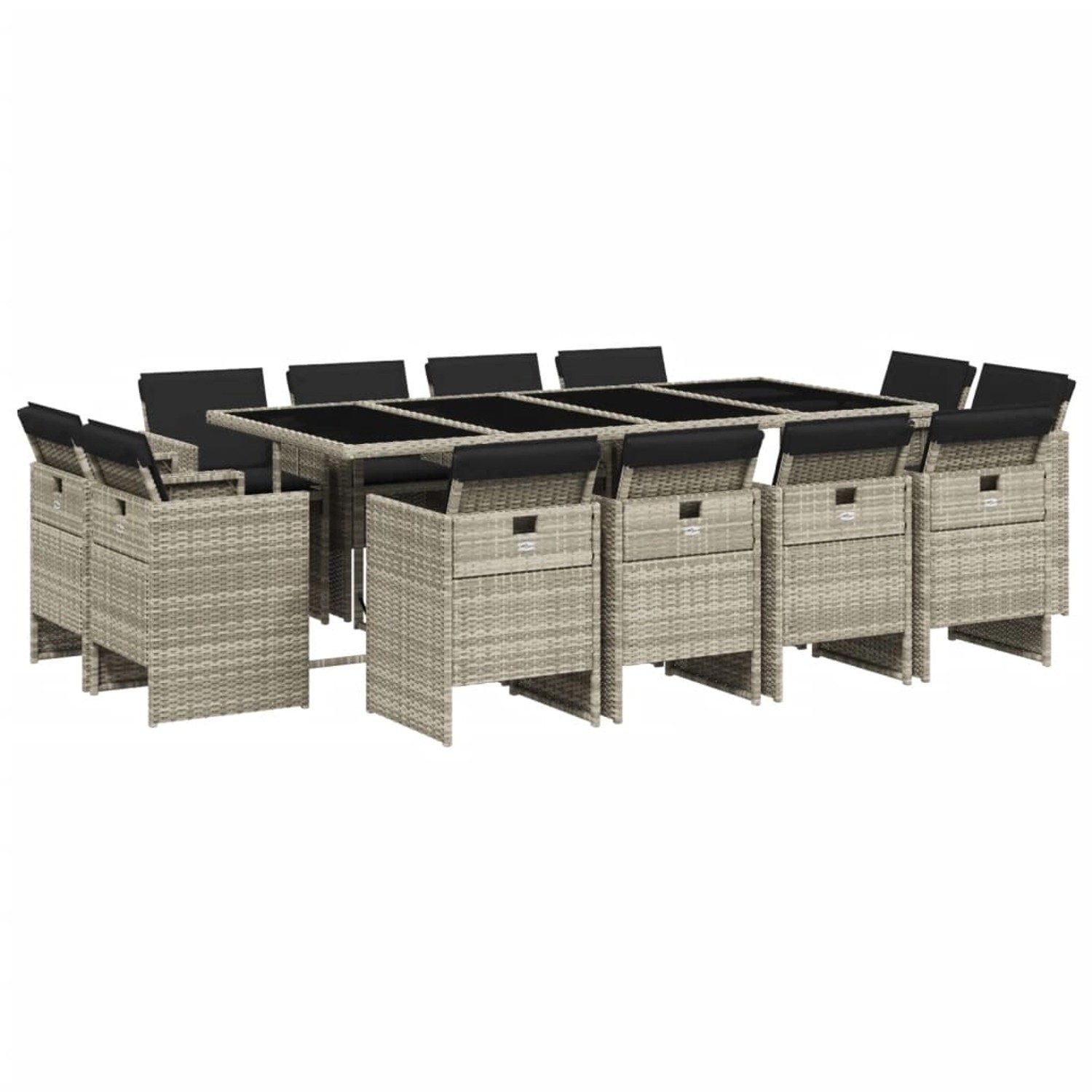vidaXL 13-Tlg Garten-Essgruppe mit Kissen Hellgrau Poly Rattan 3277810 günstig online kaufen