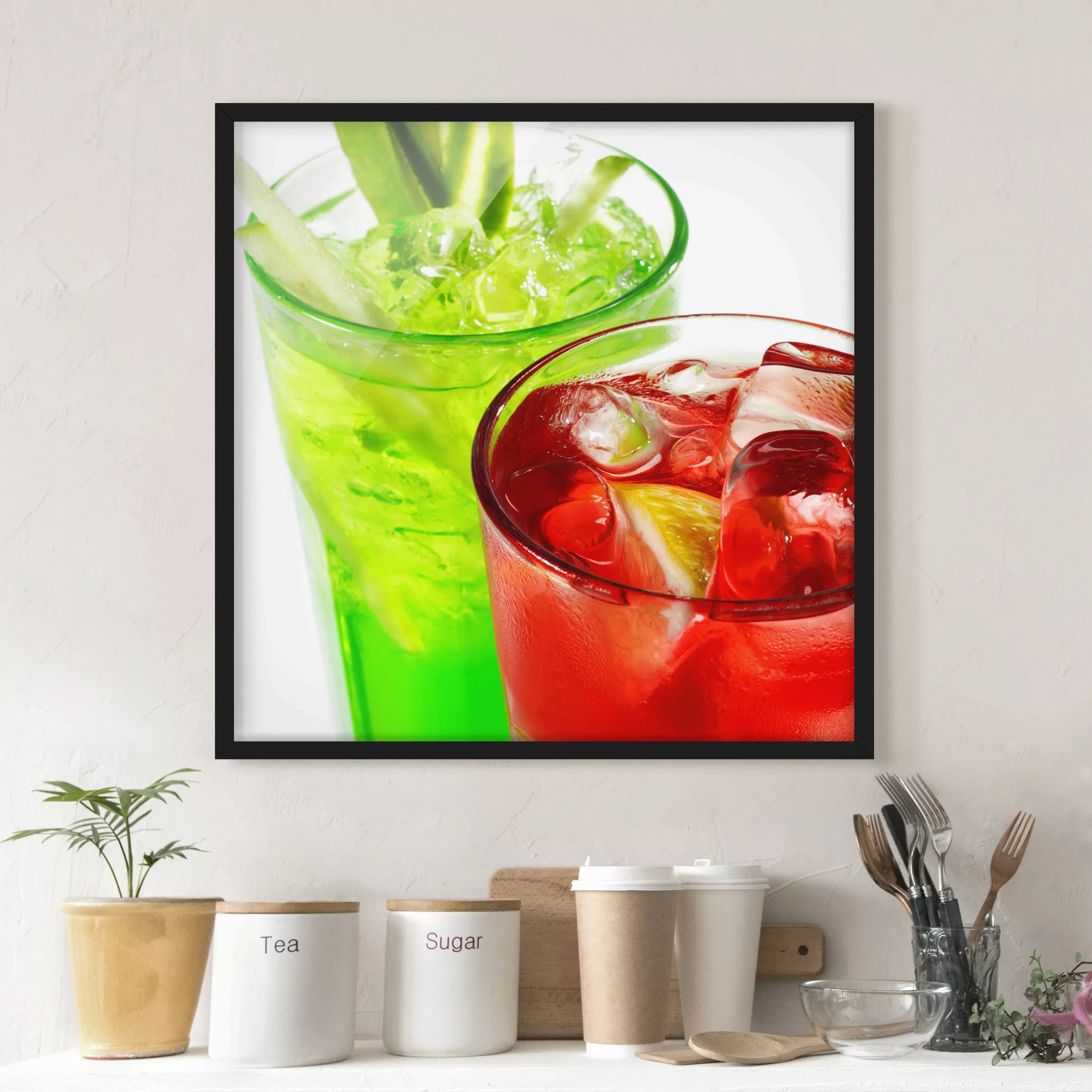 Bild mit Rahmen Küche - Quadrat Fresh Cocktails günstig online kaufen