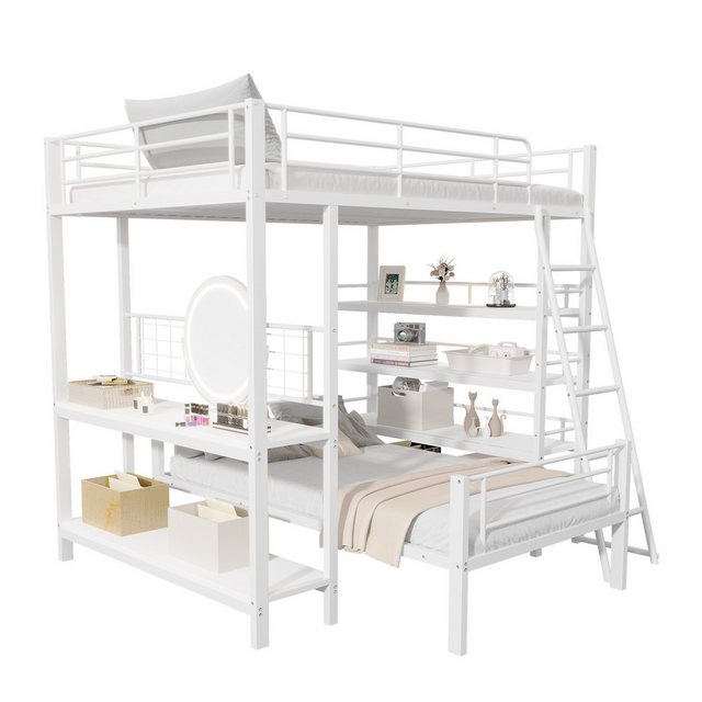 OKWISH Etagenbett Multifunktionales Kinderbett mit Eisenrahmen Loft-Hochbet günstig online kaufen