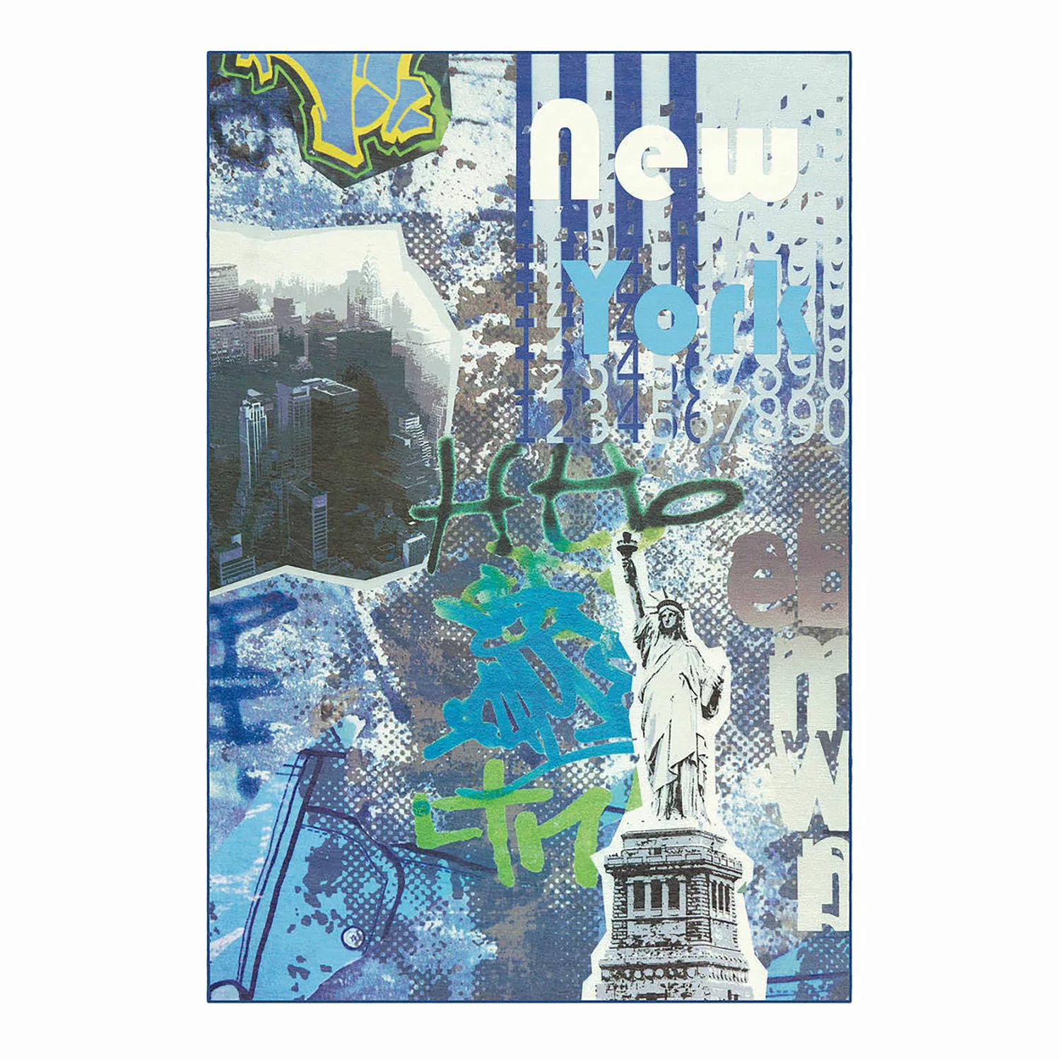 home24 Arte Espina Kurzflorteppich Flash NYC Blaugrün Rechteckig 80x150 cm günstig online kaufen