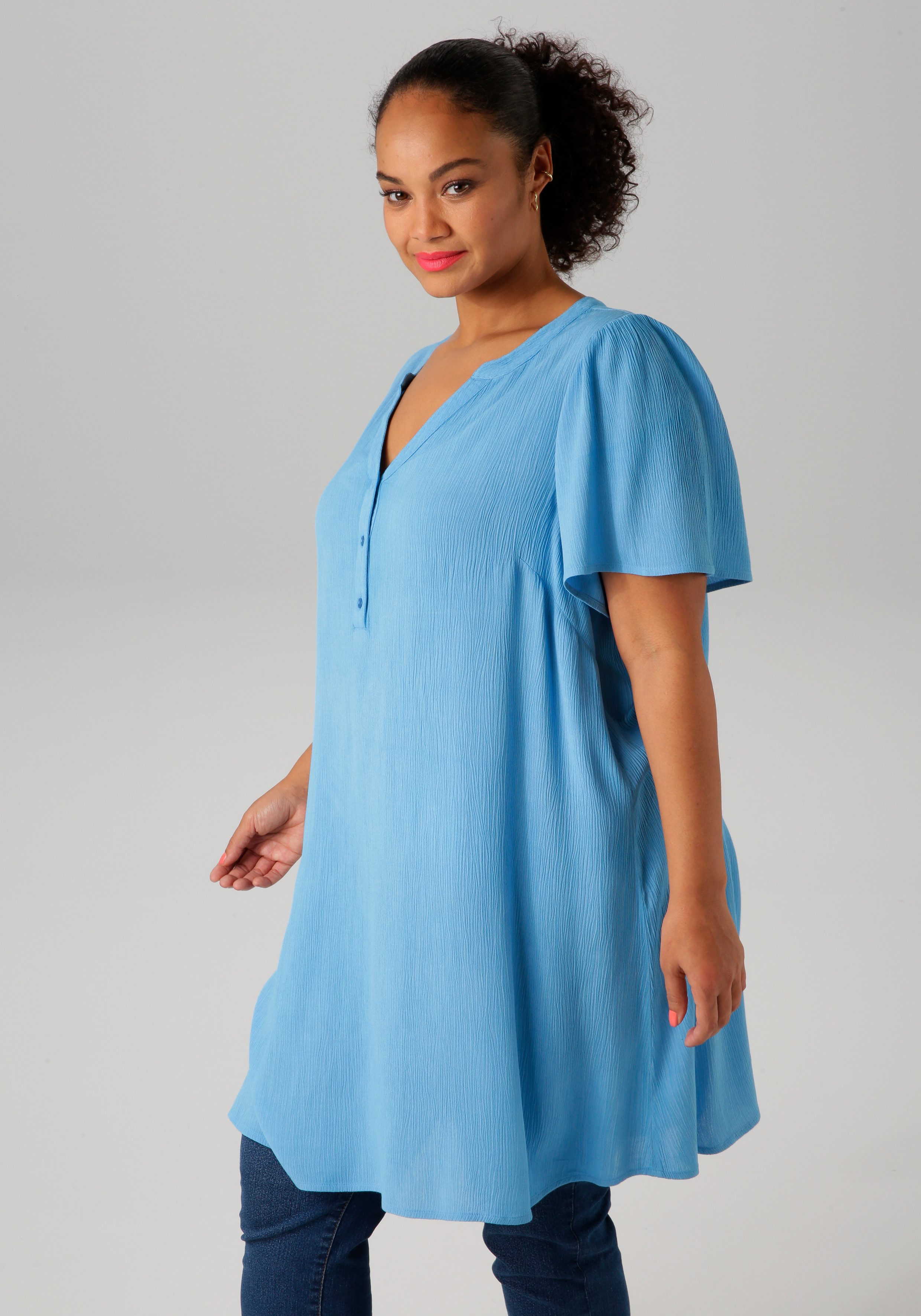 Aniston PLUS Longbluse, in trendiger Crepe-Qualität günstig online kaufen