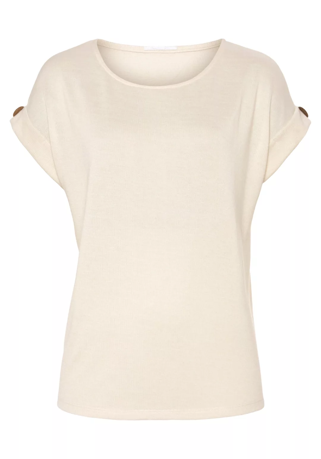 LASCANA T-Shirt (Packung, 1-tlg) mit Knopf am Ärmelsaum günstig online kaufen