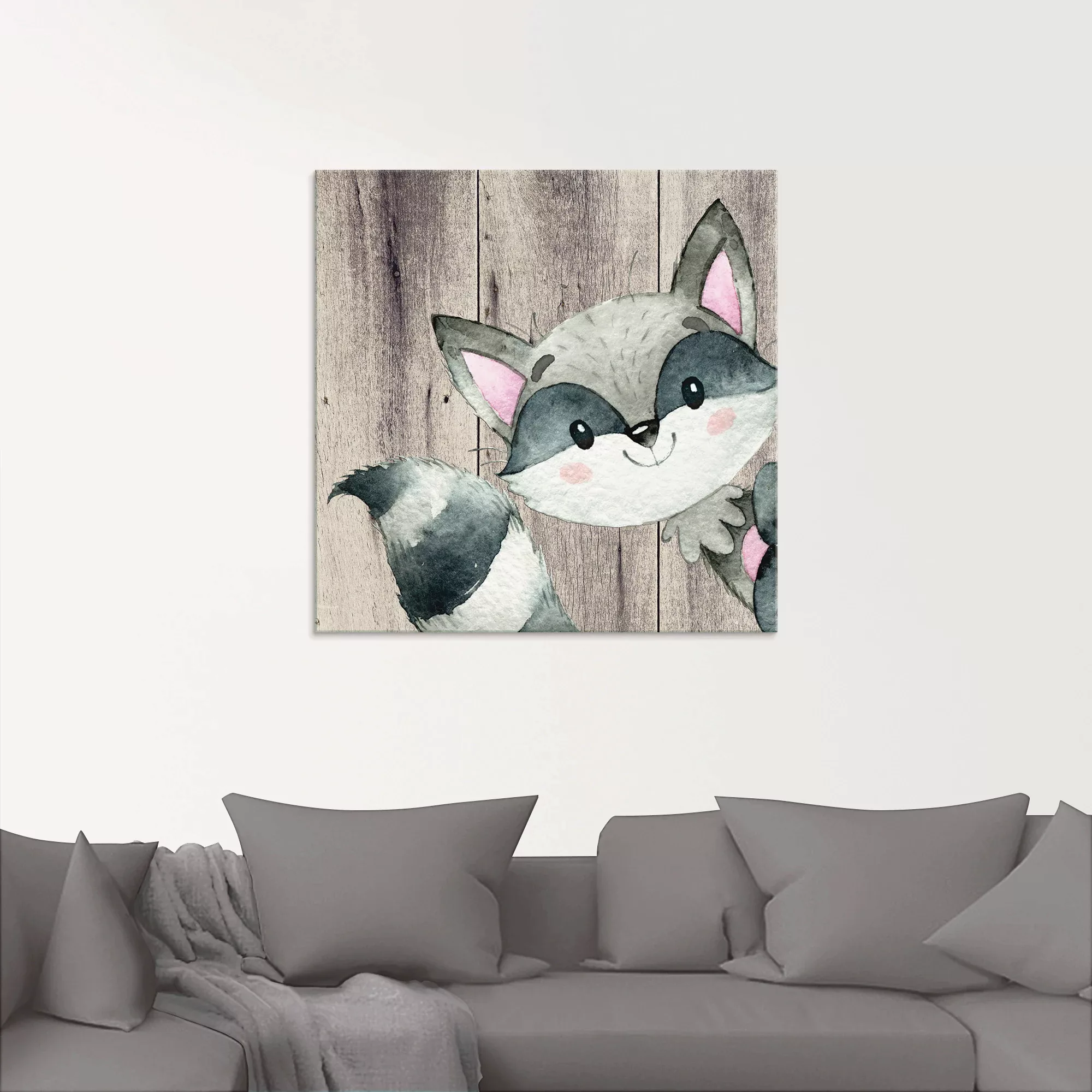 Artland Glasbild "Waldland Freunde - Waschbär", Tiere, (1 St.) günstig online kaufen