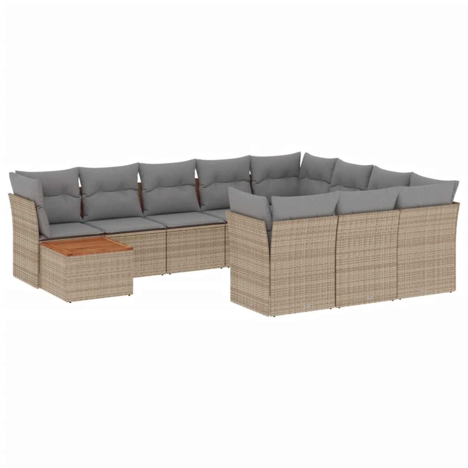 vidaXL 11-Tlg Garten-Sofagarnitur mit Kissen Beige Poly Rattan 3256178 günstig online kaufen