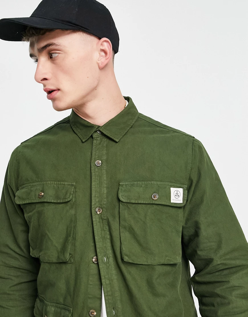 Topman – Hemdjacke aus Baumwolle in Khaki-Grün günstig online kaufen