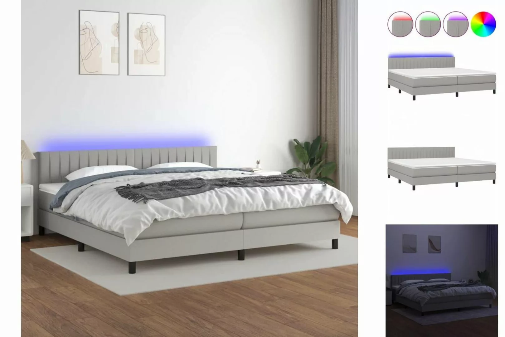 vidaXL Boxspringbett Bett Boxspringbett komplett mit Matratze & LED Stoff ( günstig online kaufen