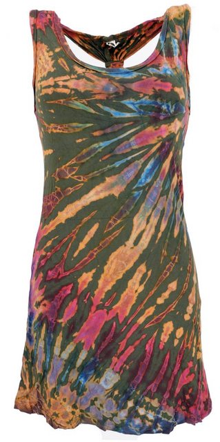 Guru-Shop Midikleid Batik Minikleid, Boho Tank-Kleid - olive alternative Be günstig online kaufen