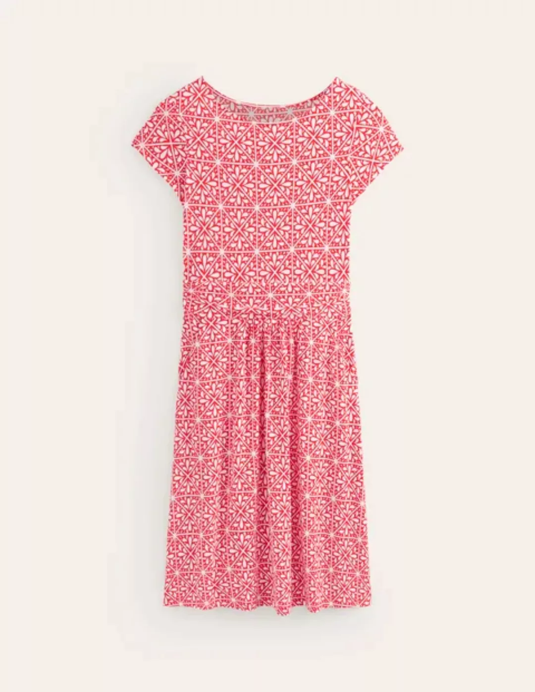 Amelie Jersey-Kleid Damen Boden, Flammenrot, Blumenmuster-Mosaik günstig online kaufen