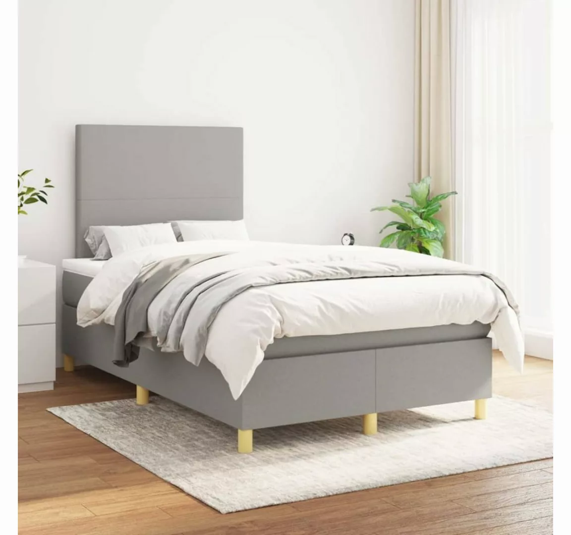 furnicato Bett Boxspringbett mit Matratze Hellgrau 120x200 cm Stoff günstig online kaufen