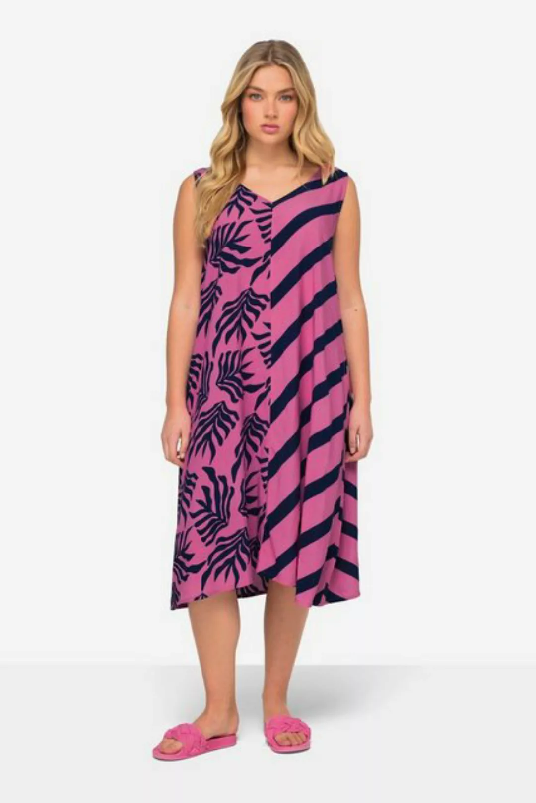 Laurasøn Jerseykleid Kleid A-Line Print-Mix V-Ausschnitt ärmellos günstig online kaufen