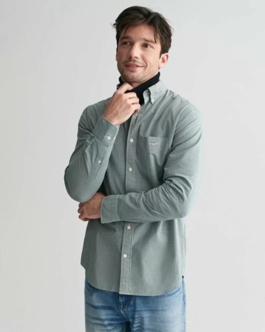 Gant Langarmhemd "REG POPLIN MICRO GINGHAM SHIRT", Regular Fit Popeline Hem günstig online kaufen