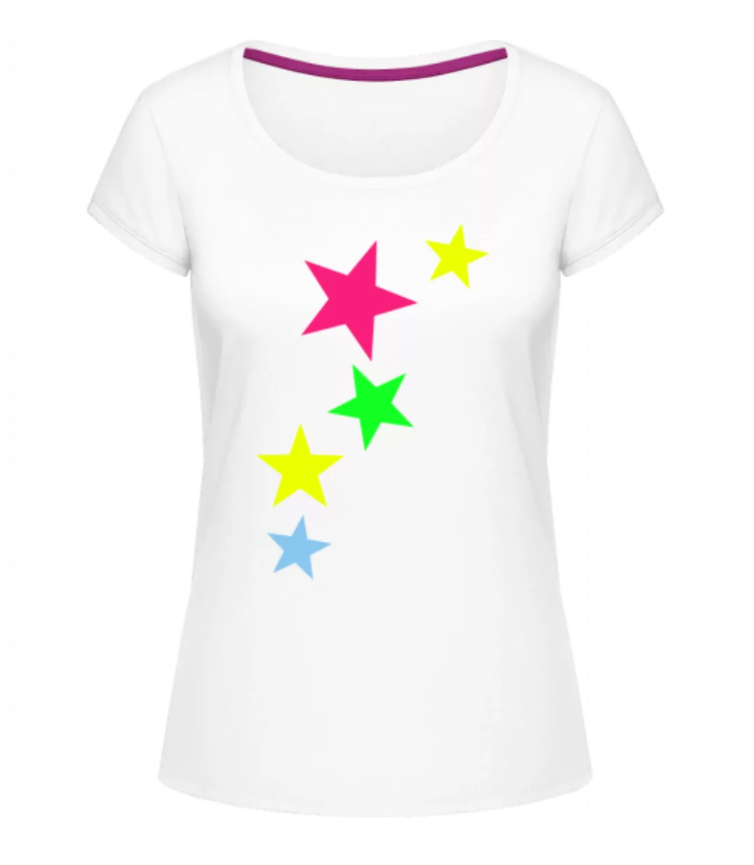 Bunte Sterne · Frauen T-Shirt U-Ausschnitt günstig online kaufen