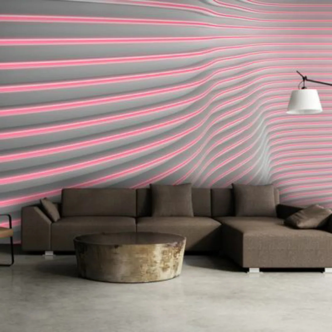artgeist Fototapete Fluorescent Wave rosa/grau Gr. 200 x 140 günstig online kaufen