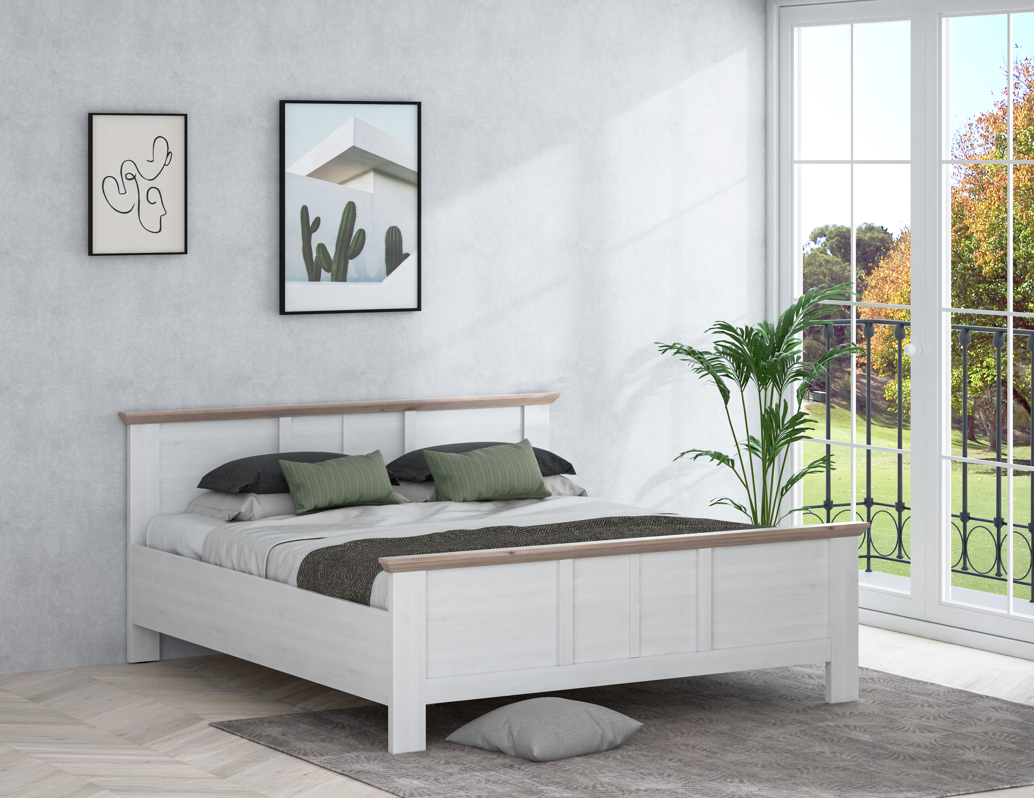 FORTE Bettgestell "Iloppa, klassischer Landhausstil, Belastbarkeit 220 KG", günstig online kaufen