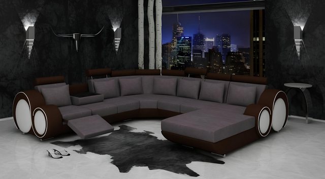 JVmoebel Ecksofa Textil Sofa mit USB XXL Wohnlandschaft Stoff Couch Big Pol günstig online kaufen