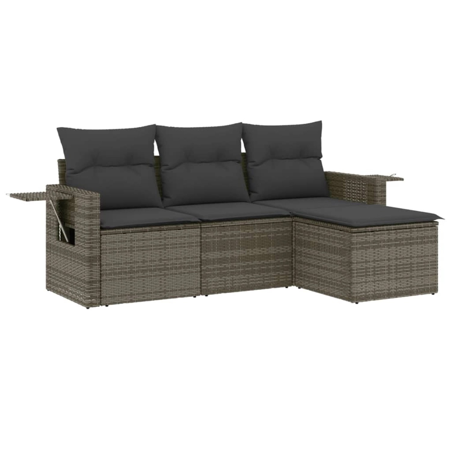 vidaXL 4-Tlg Garten-Sofagarnitur mit Kissen Grau Poly Rattan 3252407 günstig online kaufen