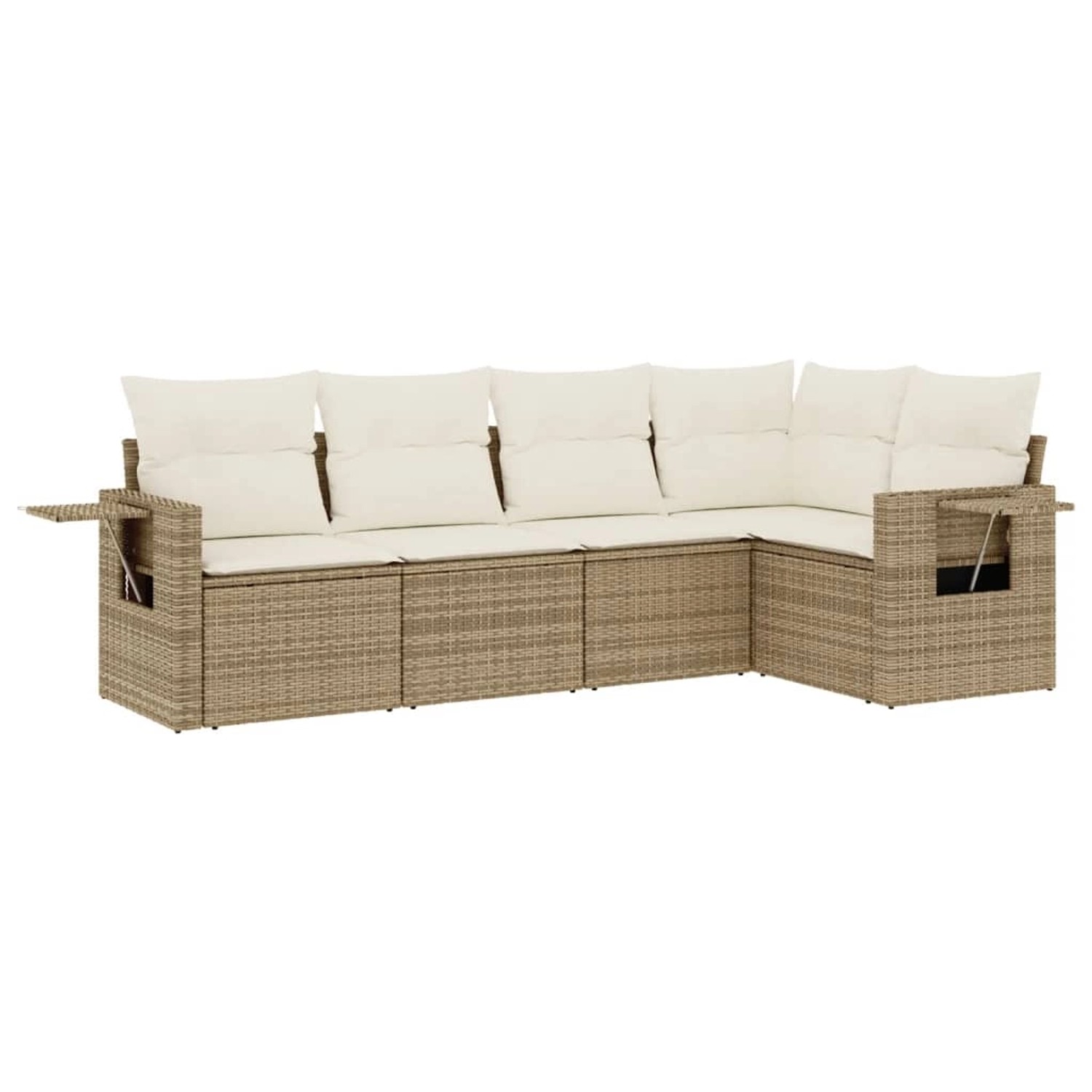 vidaXL 5-Tlg Garten-Sofagarnitur mit Kissen Beige Poly Rattan 3252465 günstig online kaufen