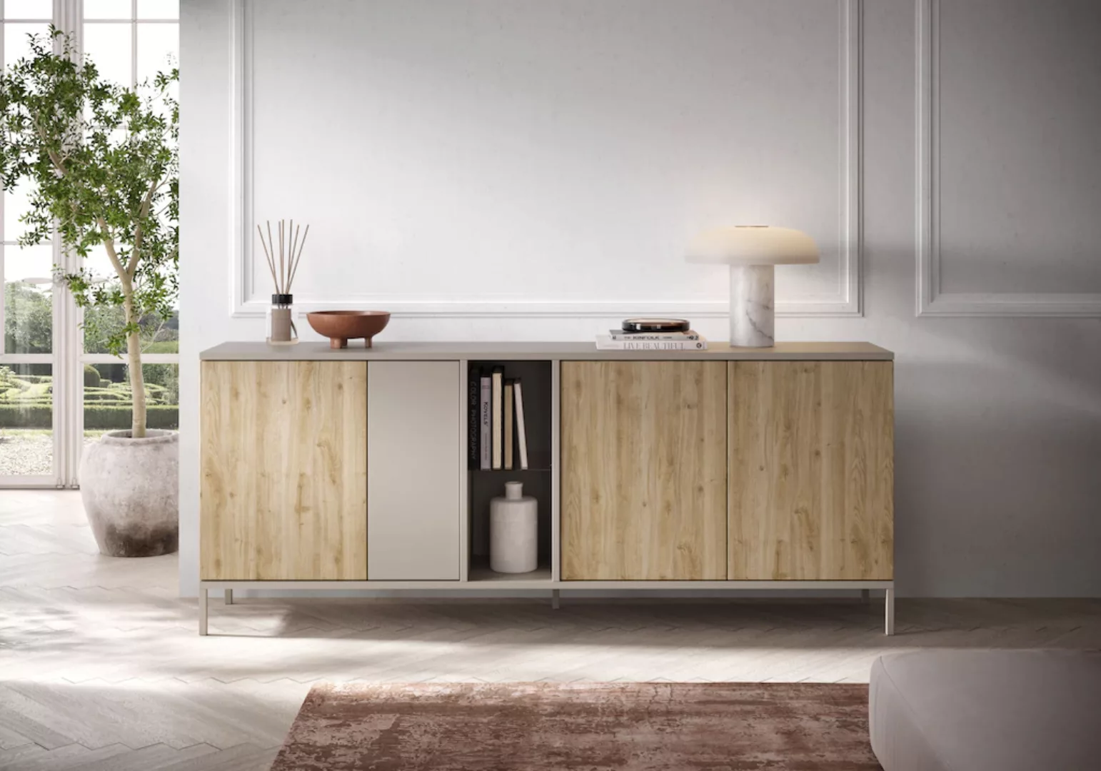 INOSIGN Sideboard "Gent Breite 210 cm, Kommode mit 4 Türen u. 2 offenen Fäc günstig online kaufen