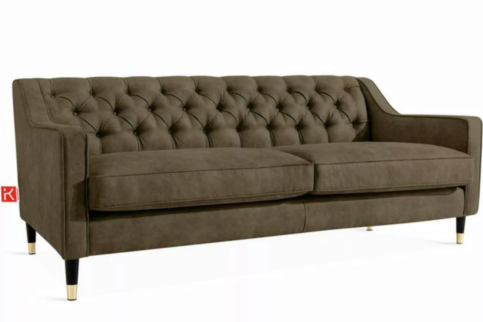 KONSIMO Chesterfield-Sofa NOMUS 3-Sitzer Sofa, hohe Beine, gewellte Feder, günstig online kaufen