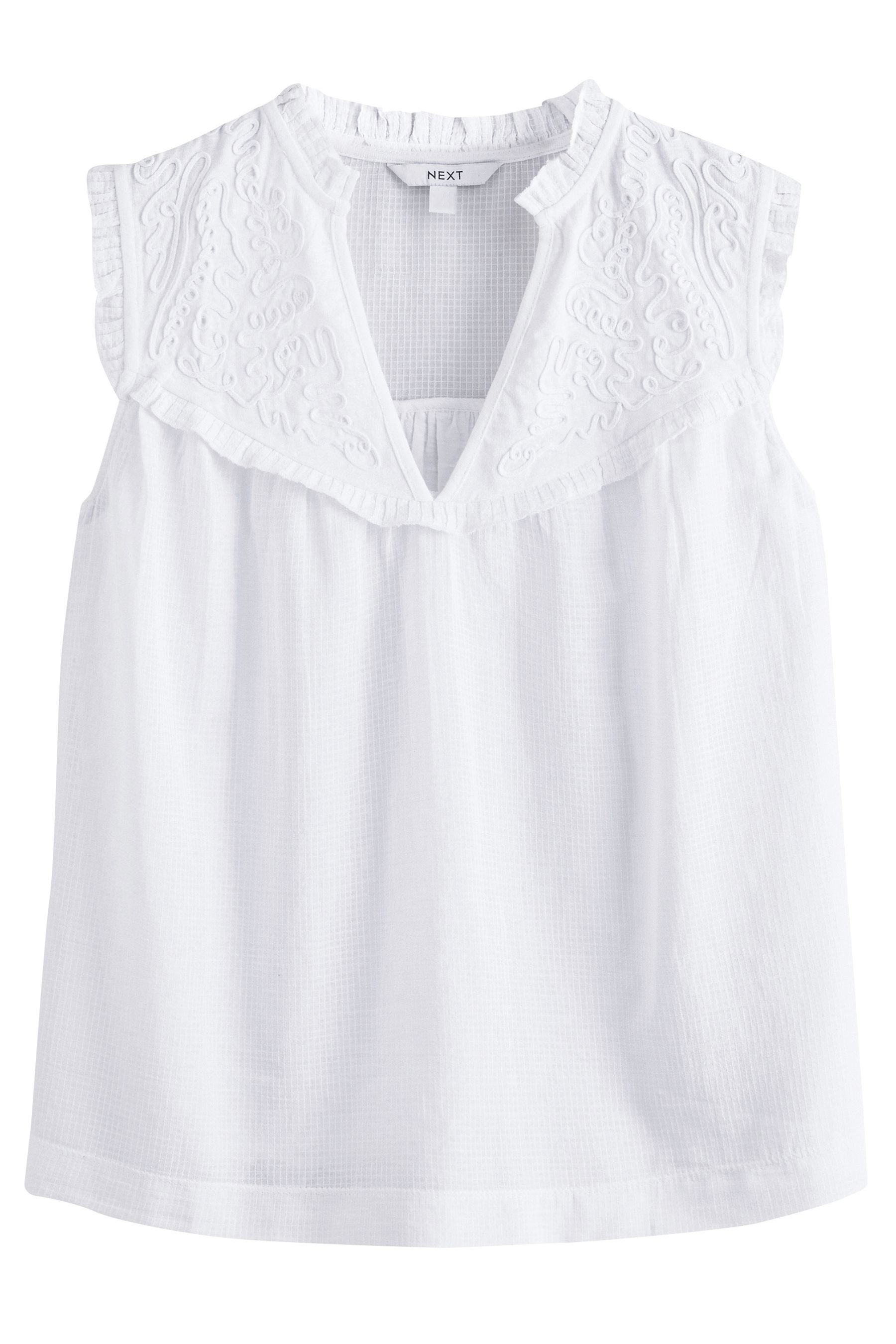 Next Rüschenbluse Ärmelloses Oberteil mit Stickerei günstig online kaufen