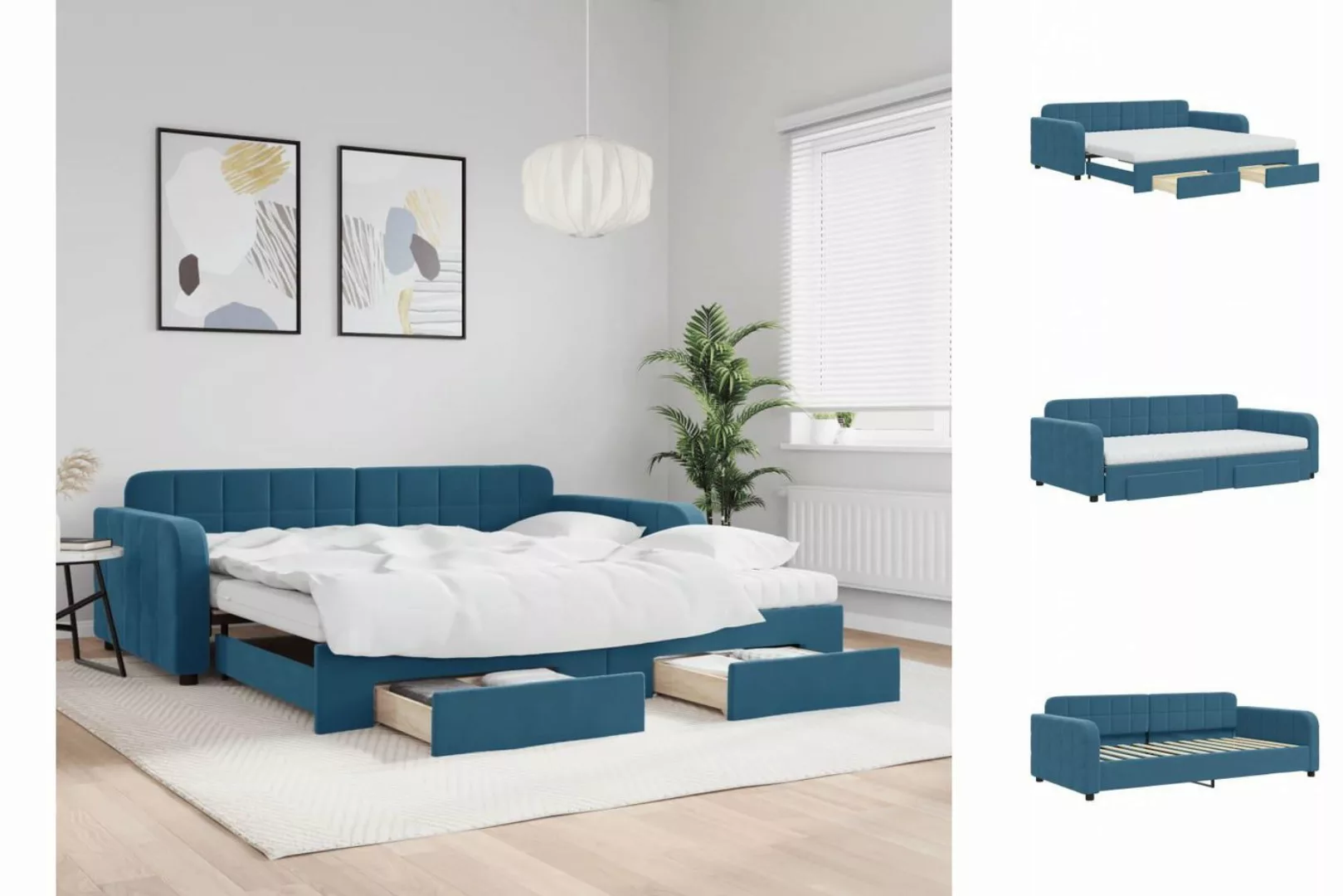 vidaXL Gästebett Gästebett Tagesbett Ausziehbar mit Schubladen Blau 100x200 günstig online kaufen