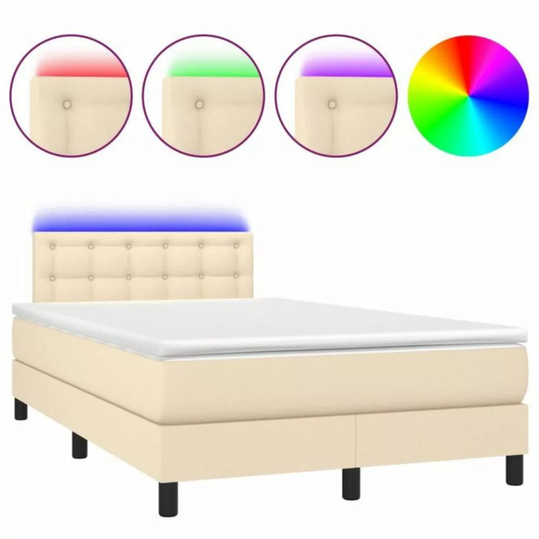 vidaXL Boxspringbett Boxspringbett mit Matratze LED Creme 120x200 cm Stoff günstig online kaufen