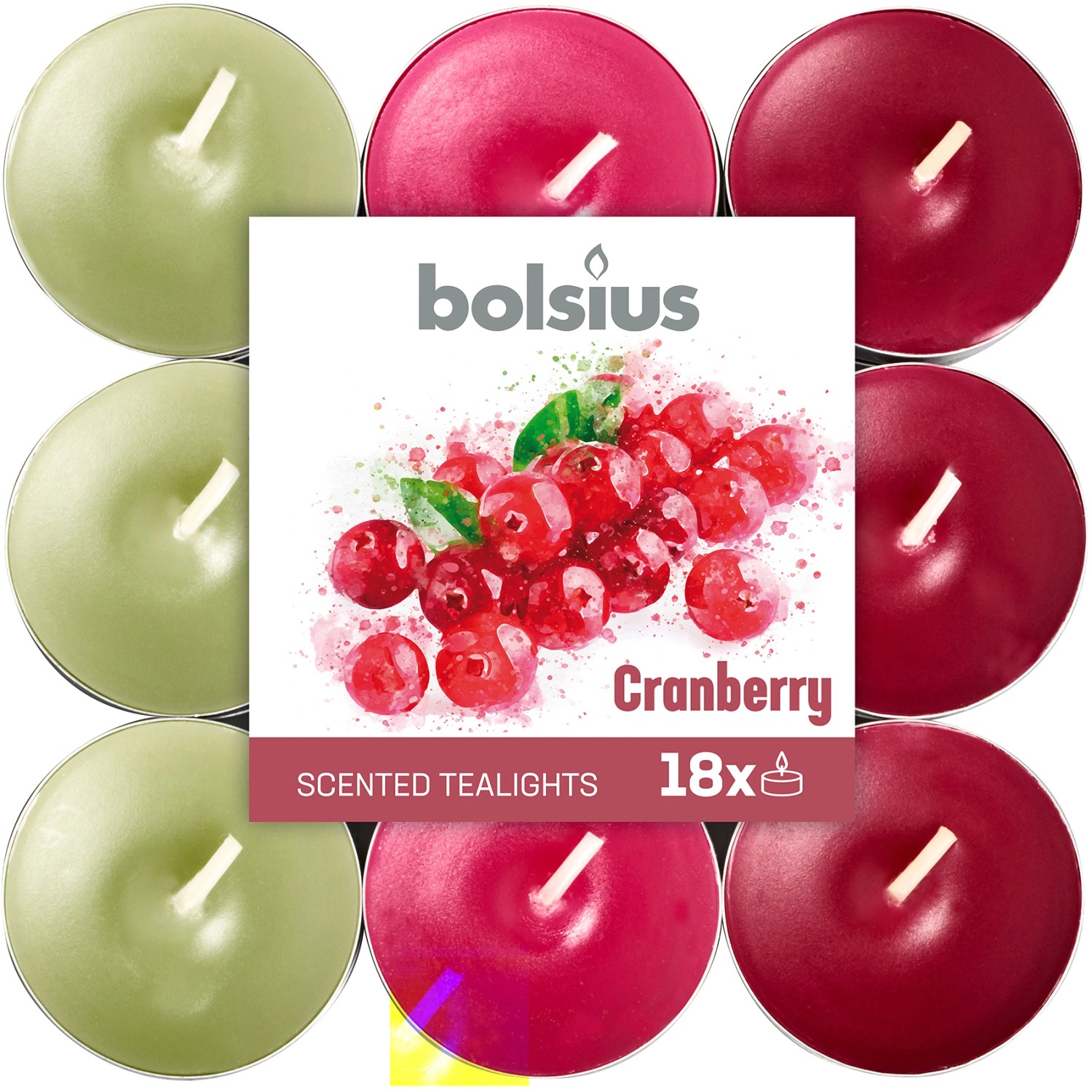 Bolsius Duftteelichter in drei Farben Cranberry 18 Stück günstig online kaufen