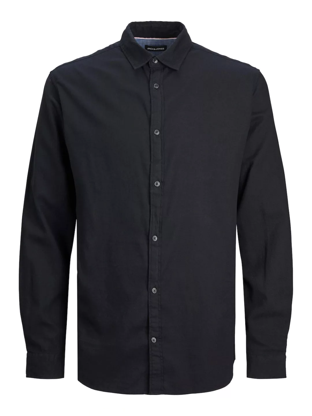 Jack & Jones Langarmhemd Hemd Slim Fit JJEGINGHAM 5977 in Schwarz günstig online kaufen