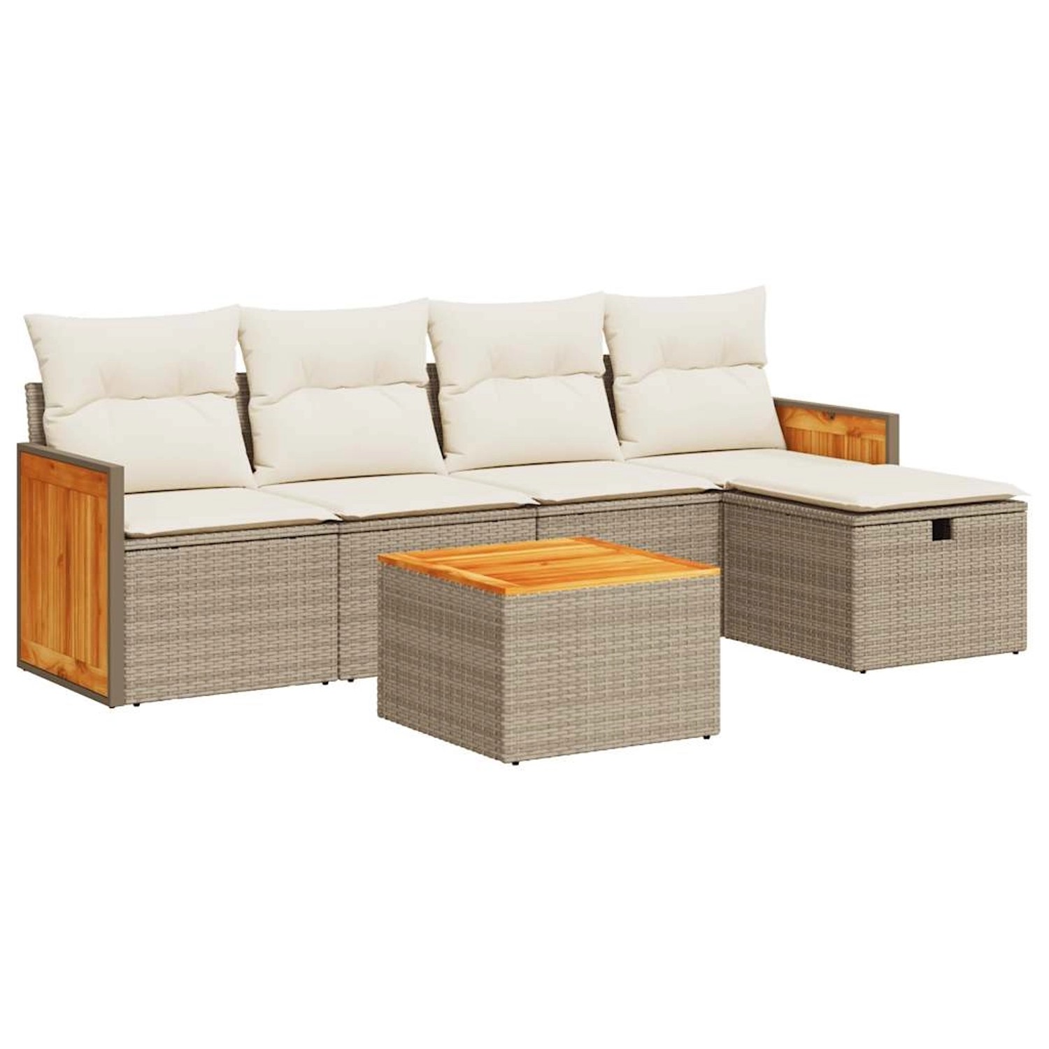 vidaXL 6-Tlg Garten-Sofagarnitur mit Kissen Beige Poly Rattan 3326020 günstig online kaufen