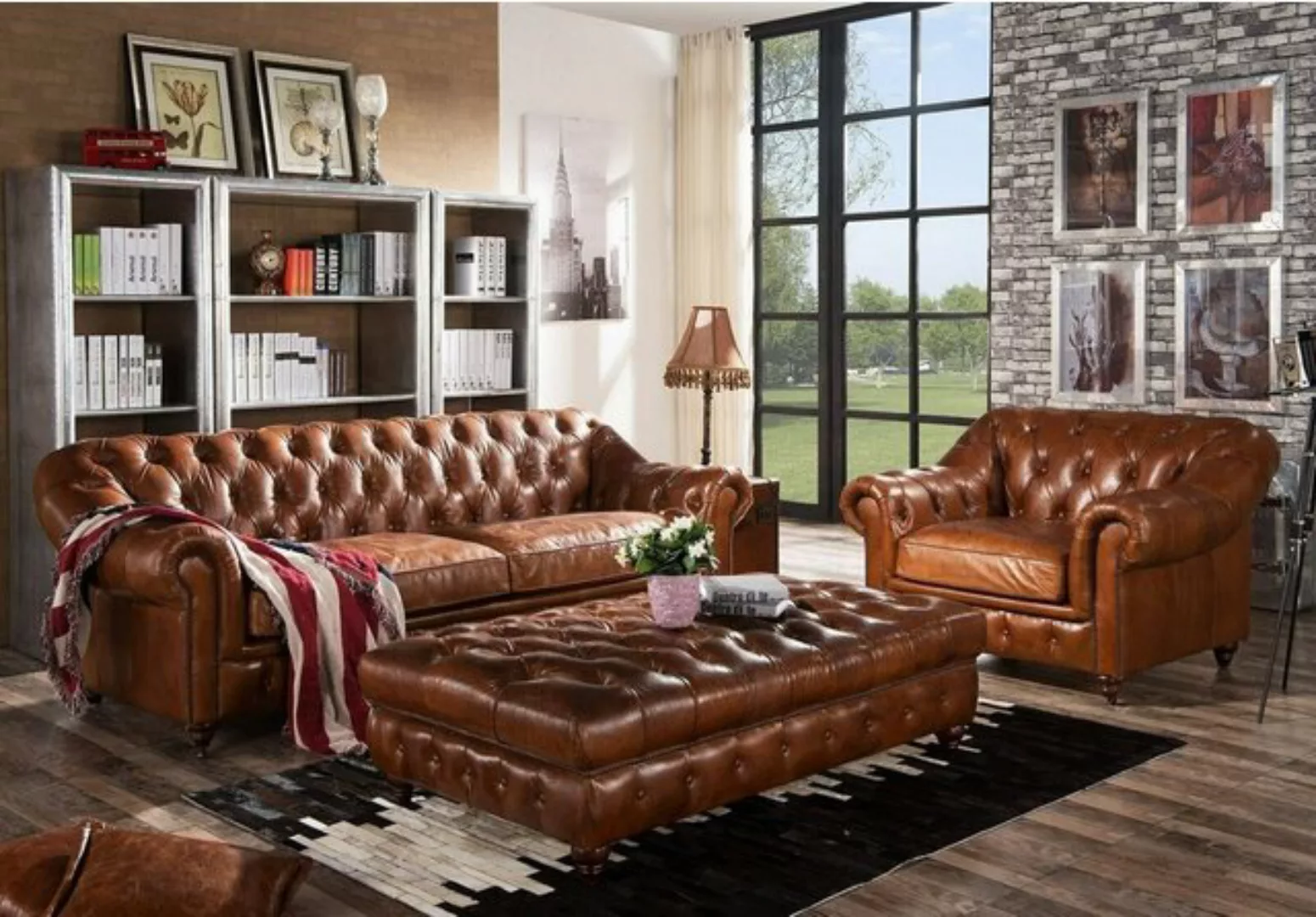 JVmoebel Sofa, Sofagarnitur 31 Sitzer Chesterfield Garnitur Englische Vinta günstig online kaufen