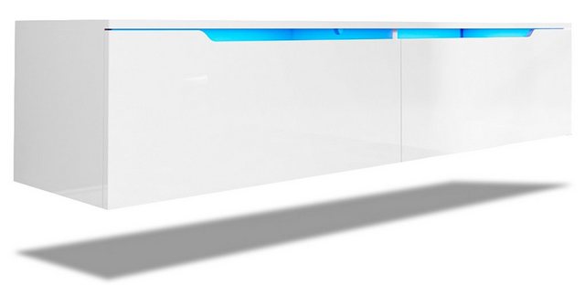 SONNI TV-Schrank TV Lowboard Hängend Hochglanz weiß 140×35×30cm mit LED-Bel günstig online kaufen