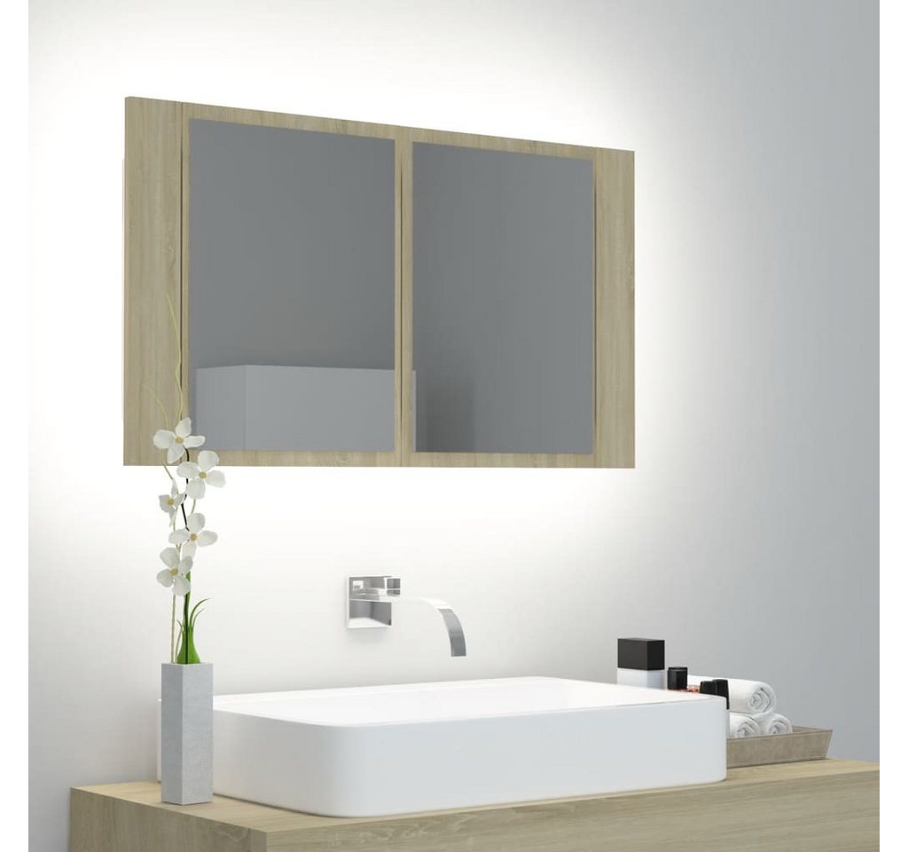 vidaXL Badezimmerspiegelschrank LED-Bad-Spiegelschrank Sonoma-Eiche 80x12x4 günstig online kaufen