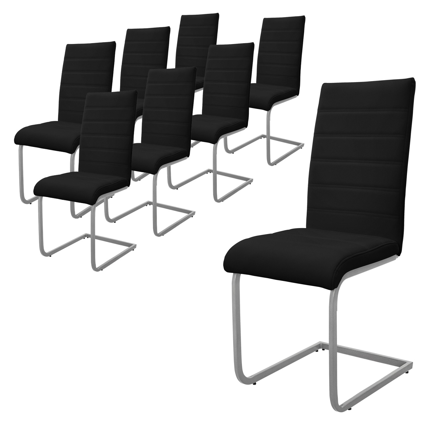 ML-Design Esszimmerstühle 8Er Set Schwarz Schwingstuhl Freischwinger Stuhl günstig online kaufen