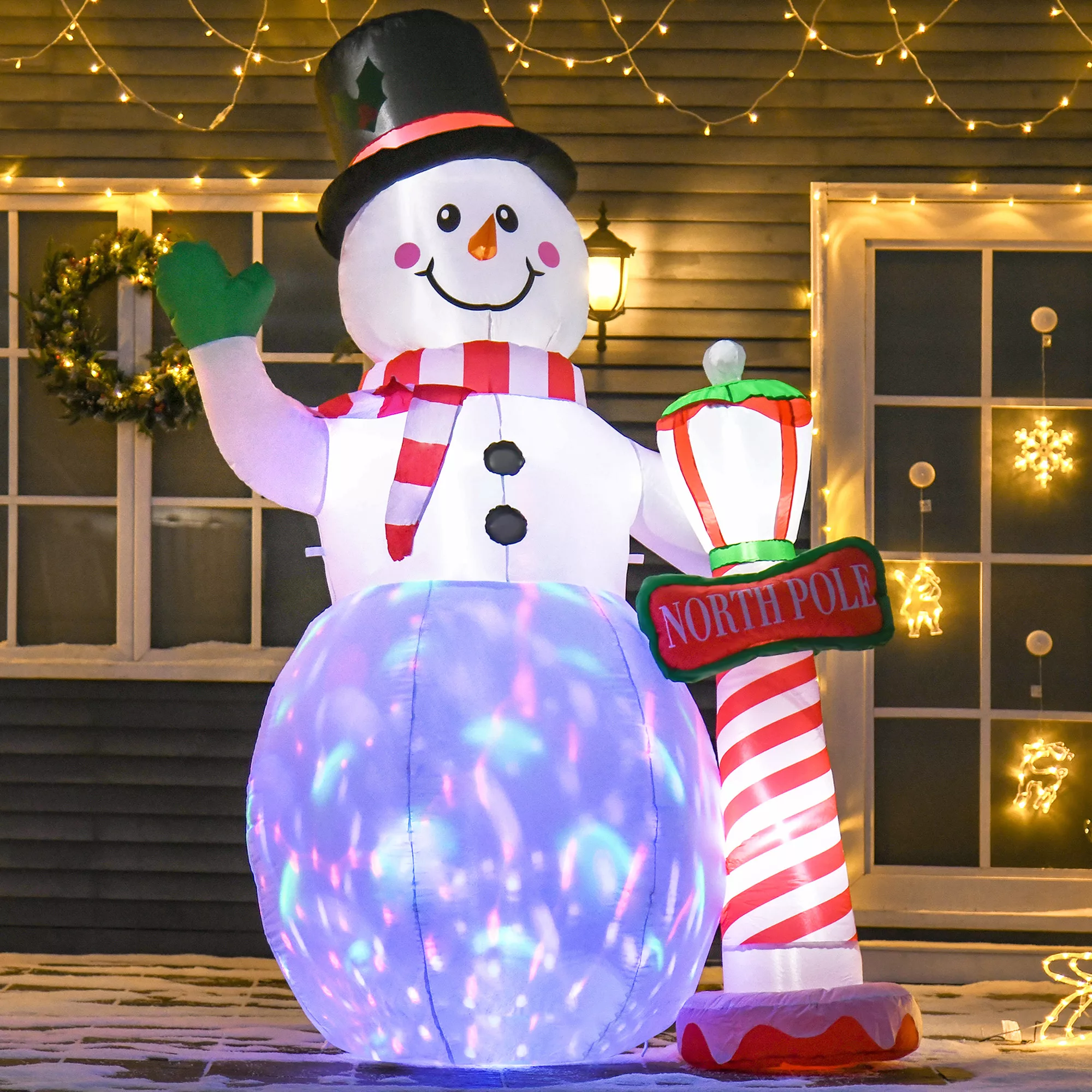 HOMCOM Aufblasbar Weihnachtsdeko, 2,4 m Schneemann mit LED-Beleuchtung, Gar günstig online kaufen