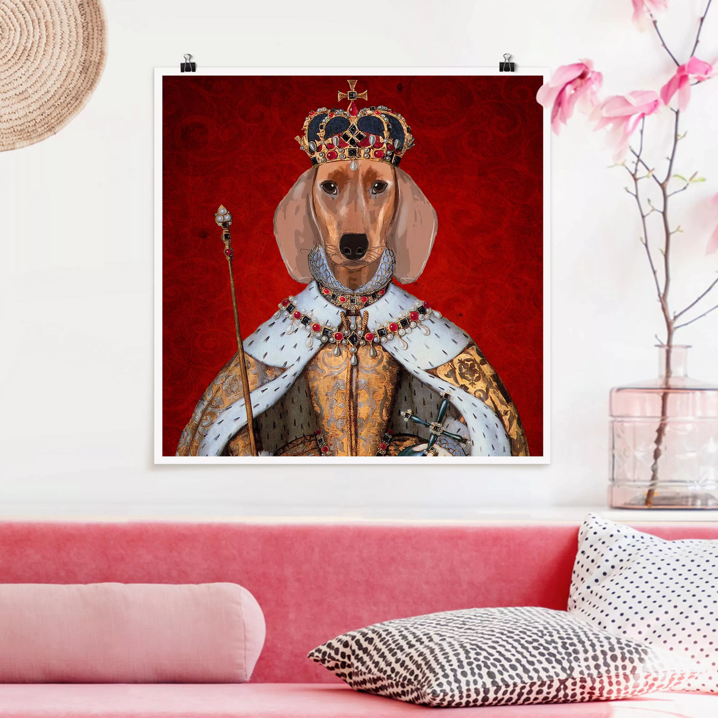 Poster Tiere - Quadrat Tierportrait - Dackelkönigin günstig online kaufen