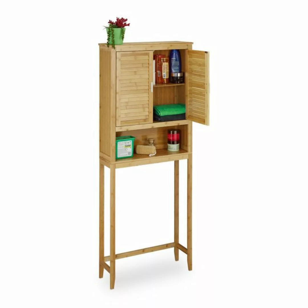 relaxdays Waschmaschinenschrank LAMELL Bambus natur günstig online kaufen