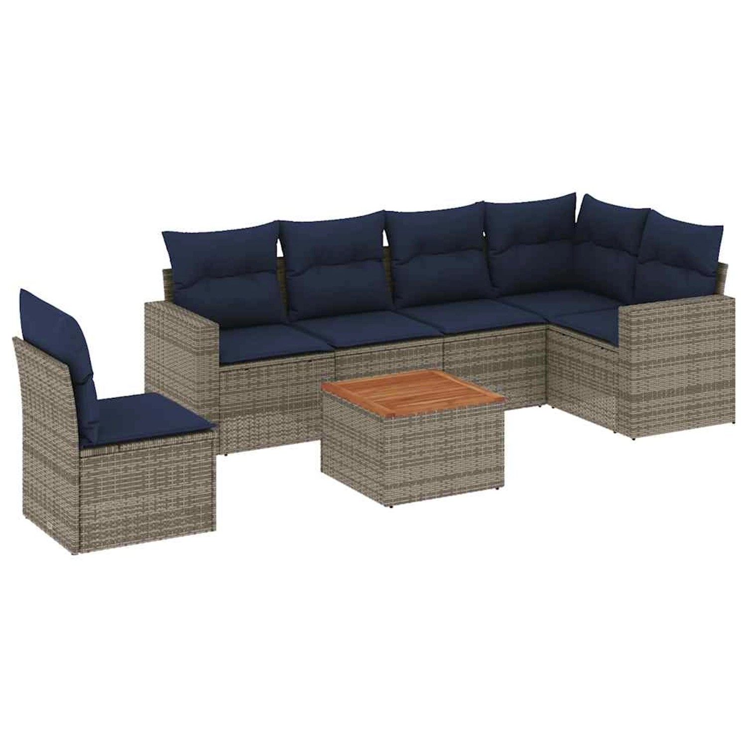 vidaXL 7-Tlg Garten-Sofagarnitur mit Kissen Grau Poly Rattan 3256481 günstig online kaufen