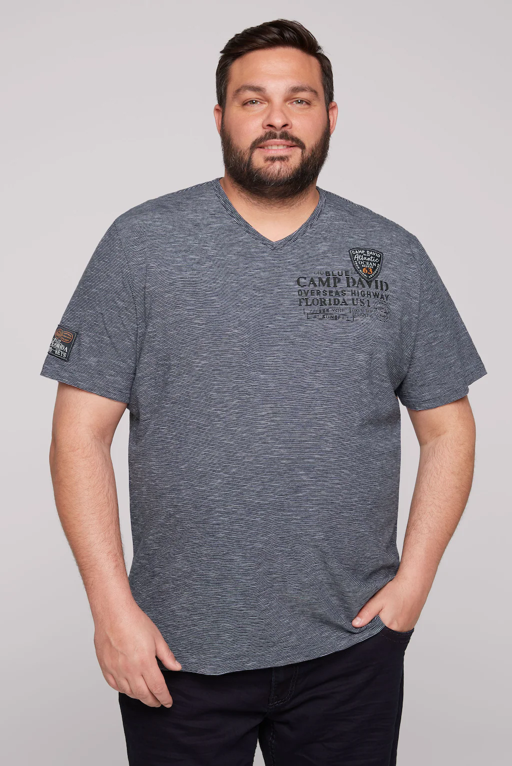 CAMP DAVID T-Shirt, mit Label Print und Patch günstig online kaufen